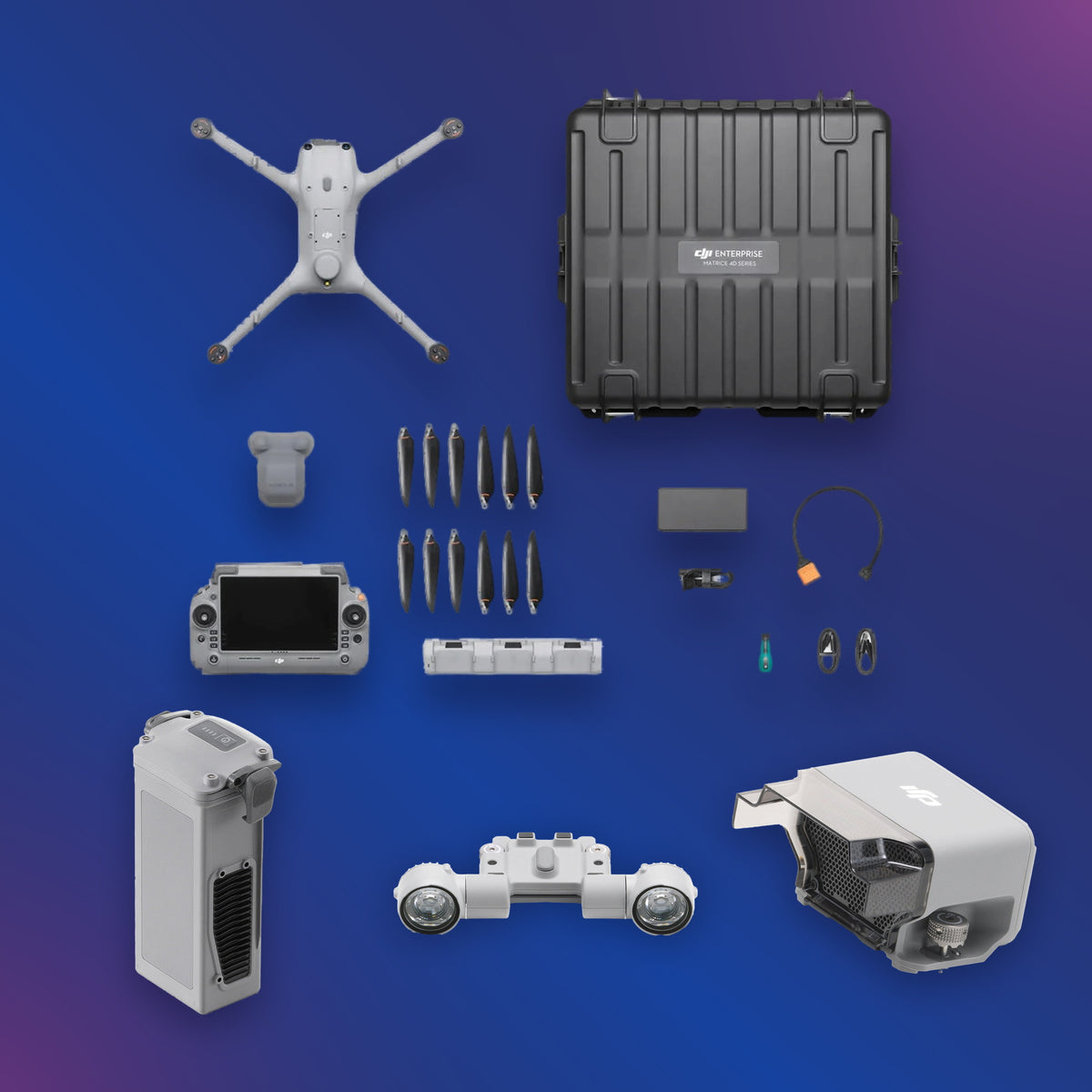 Police drone kit — DJI Matrice 4TD with batteries, spotlight and speaker