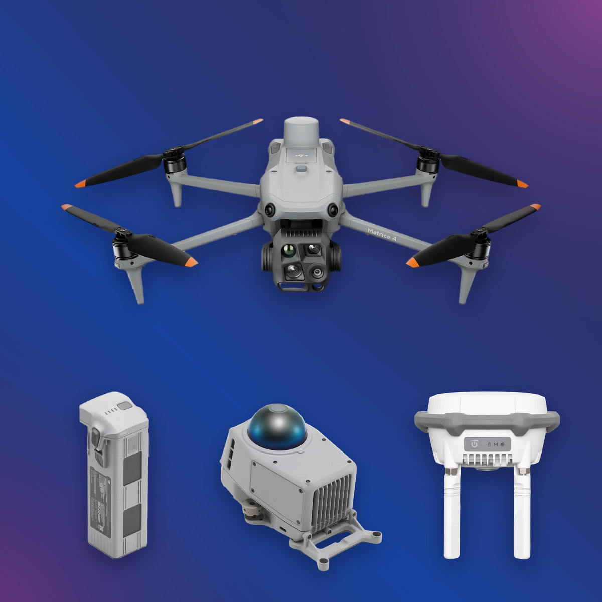 Tower inspection drone kit — DJI Matrice 4T with batteries, obstacle module and D-RTK 3